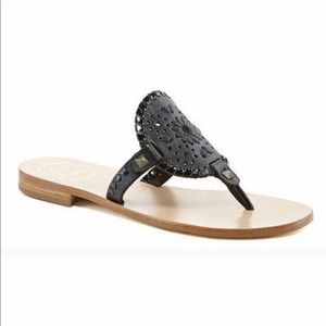 Jack Rogers black w/ patent leather thong sandals